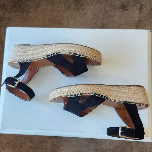 Franco Sarto Black Suede Espadrille Platform Sandals Size 8 - Picture 2 of 5